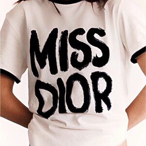 Dior White and Black Graphic Tee